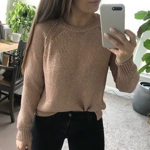 Pink sweater with metallic threads